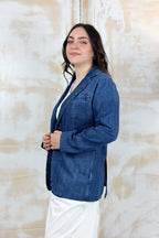 Camicia in denim con pizzo LIU JO - Den.Blue lt.lace was