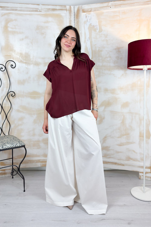 Blusa in crepe senza maniche a polo KAOS - RUGGINE
