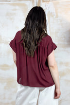 Blusa in crepe senza maniche a polo KAOS - RUGGINE