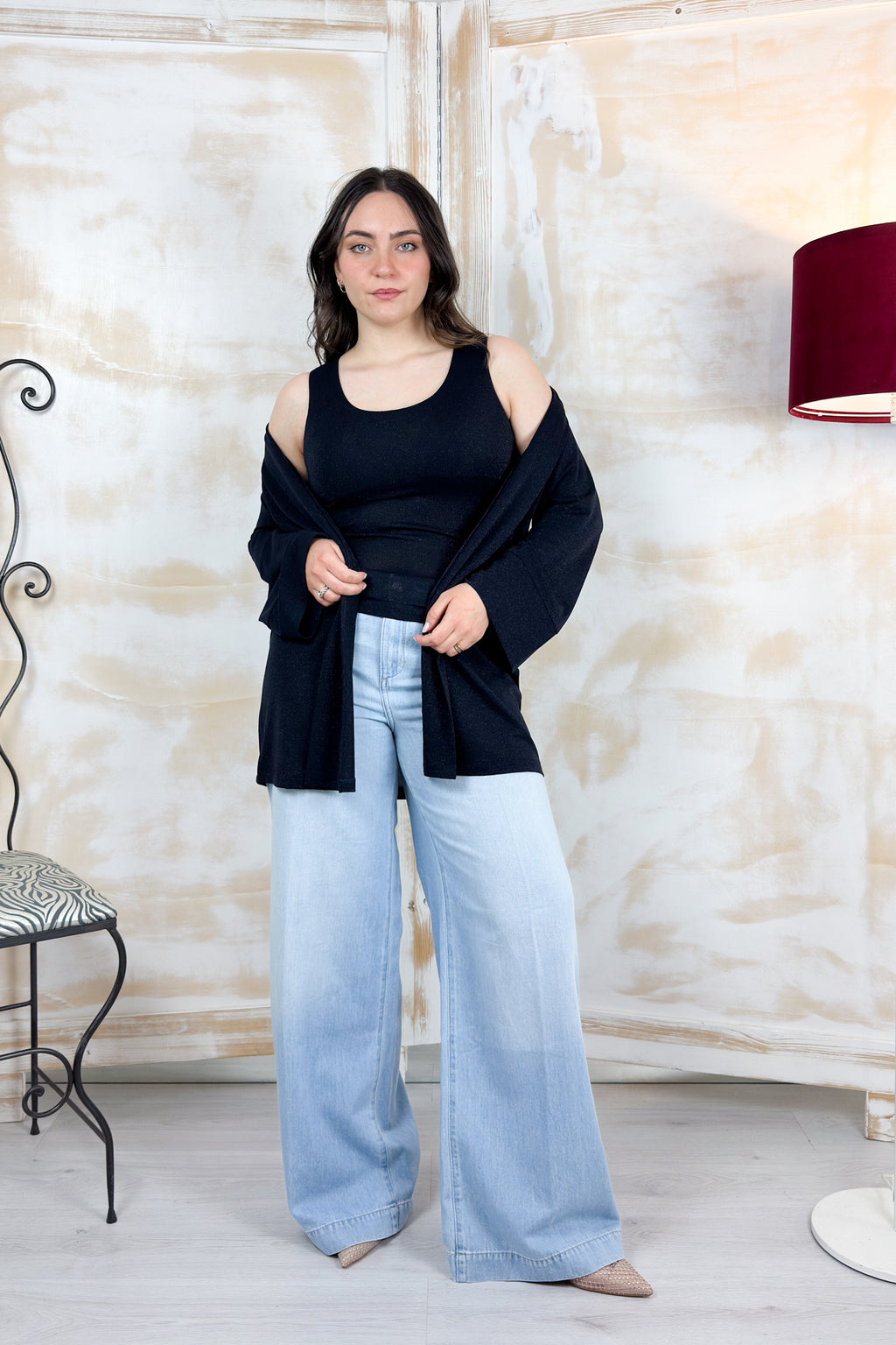 Cardigan e canotta in jersey lurex EMME - Blu