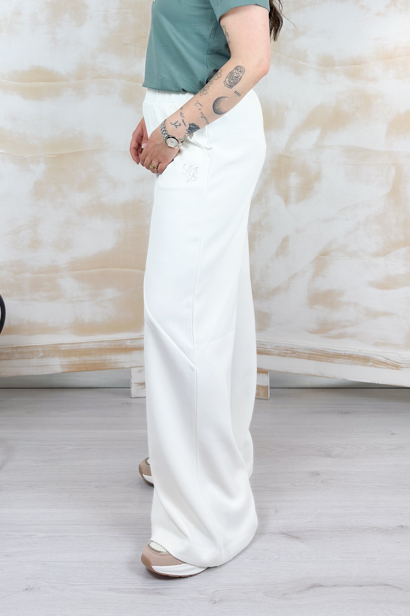 Pantaloni flare in scuba LIU JO - White milk