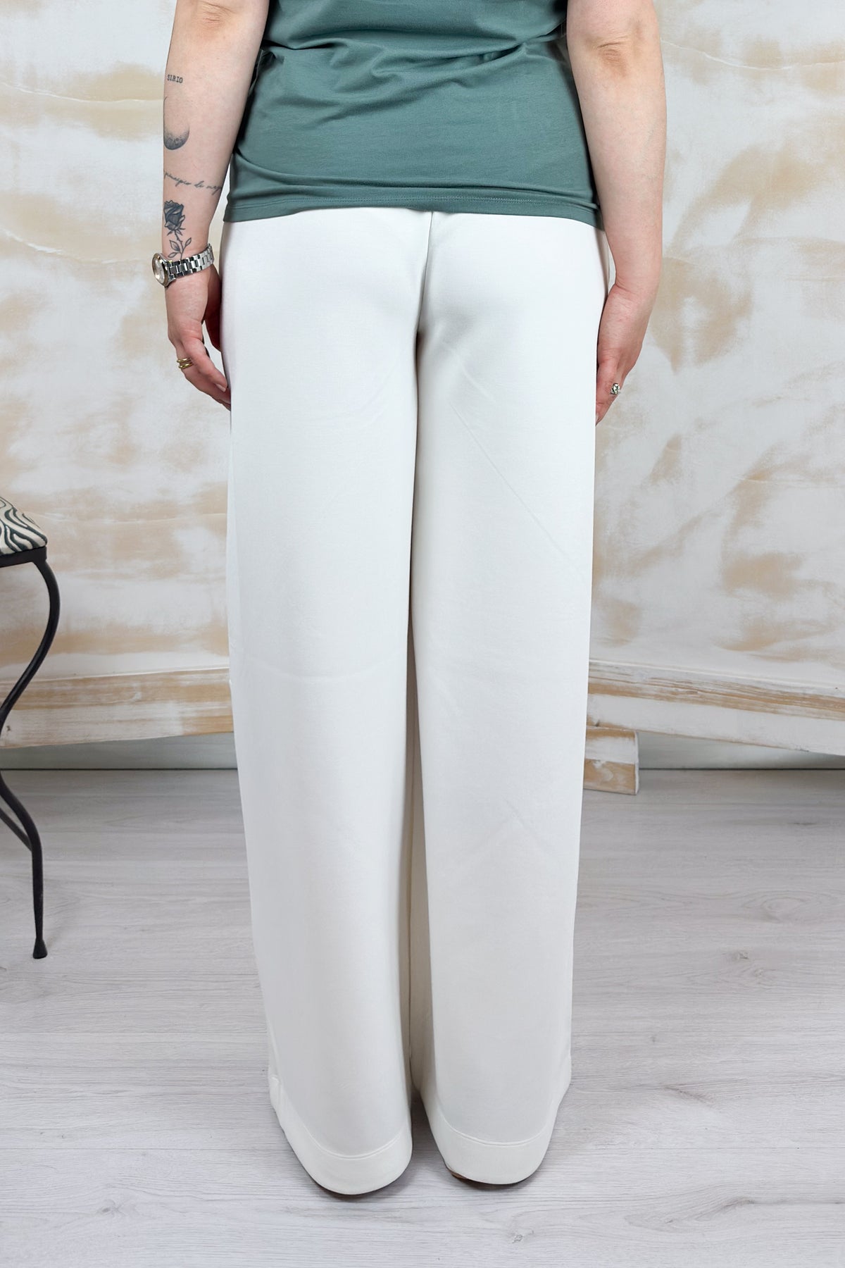 Pantaloni flare in scuba LIU JO - White milk