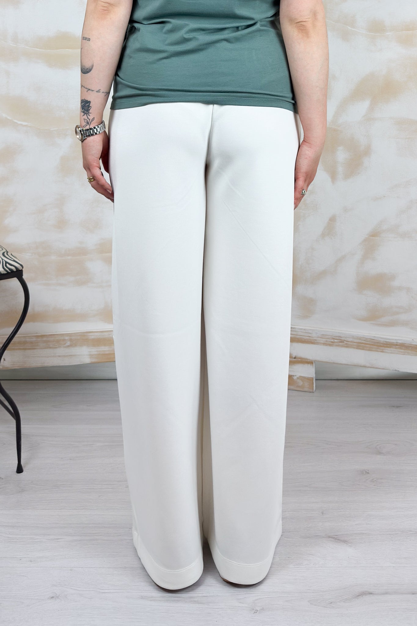 Pantaloni flare in scuba LIU JO - White milk