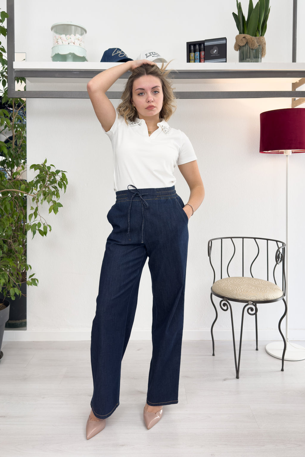 Pantalone in denim stretch trattato EMME