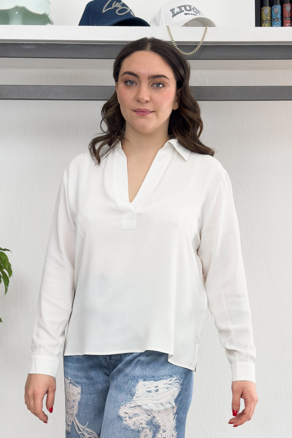 Blusa a polo in misto seta EMME