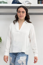 Blusa a polo in misto seta EMME