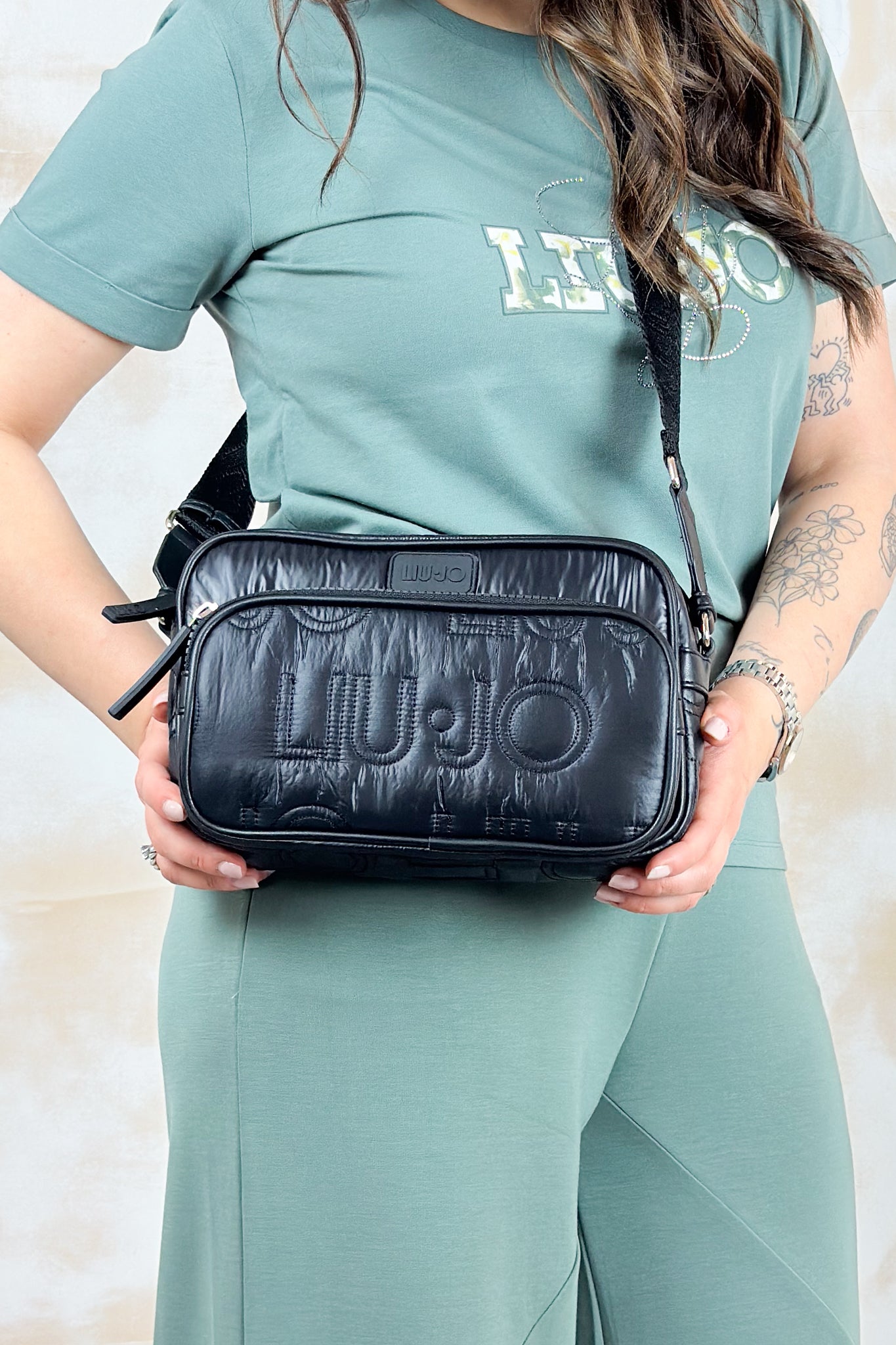 Tracolla in naylon con tasca LIU JO - Black