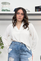 Blusa a polo in misto seta EMME