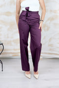 Pantalone in popeline con cintura EMME - Prugna