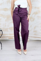 Pantalone in popeline con cintura EMME - Prugna