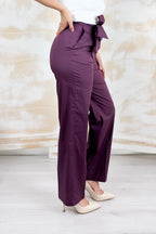 Pantalone in popeline con cintura EMME - Prugna