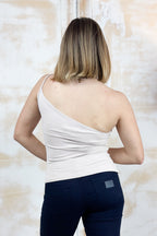 Top monospalla arricciato stretch KAOS - Nude