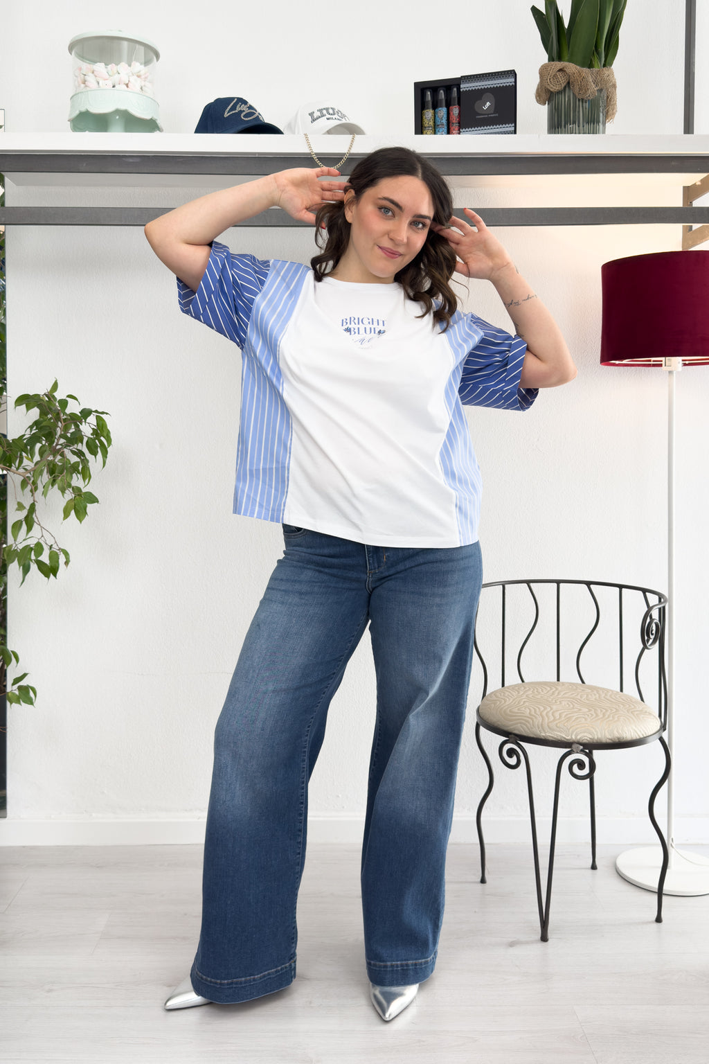 T-SHIRT con maniche in popeline Over LIU JO