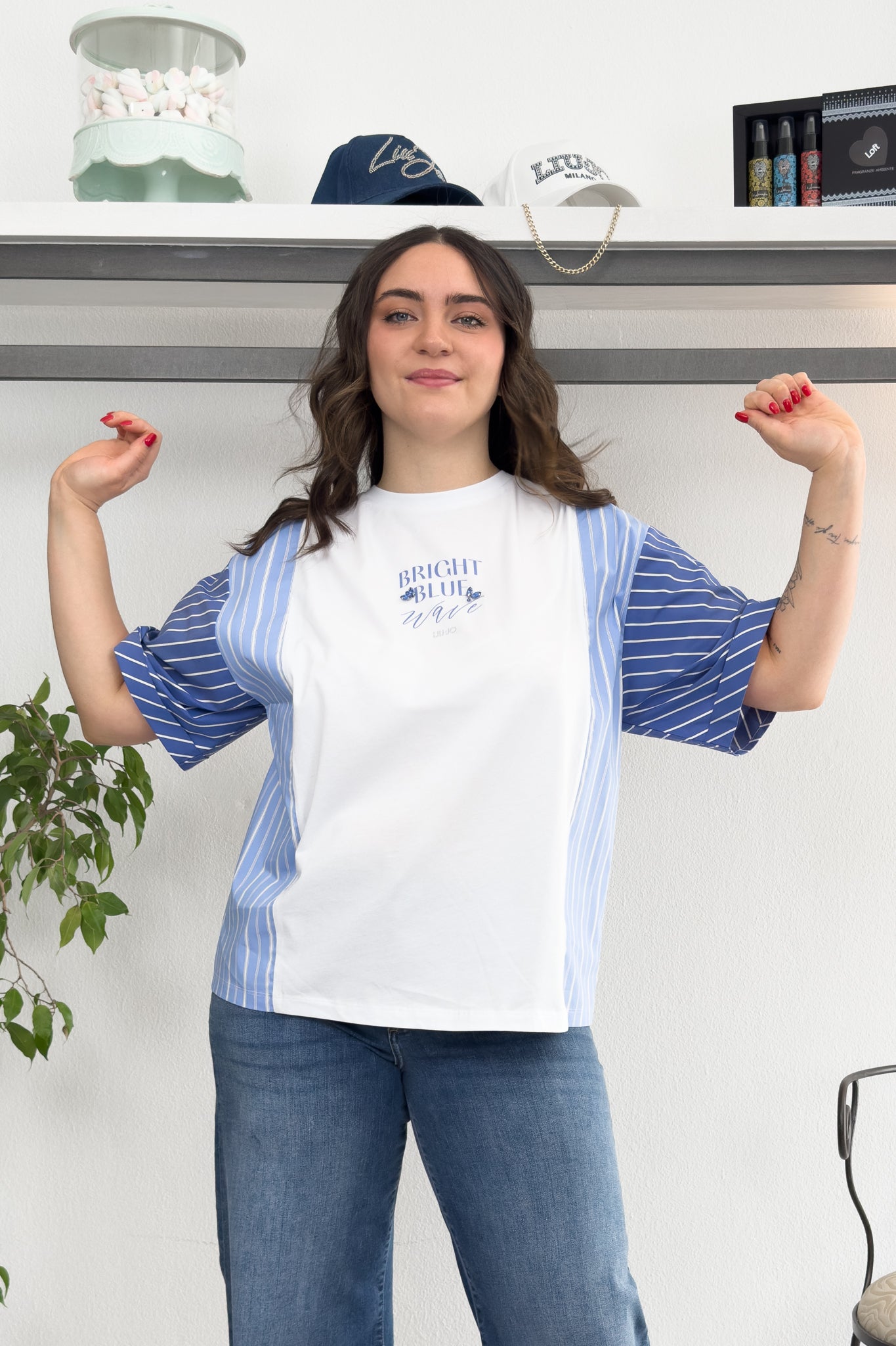 T-SHIRT con maniche in popeline Over LIU JO