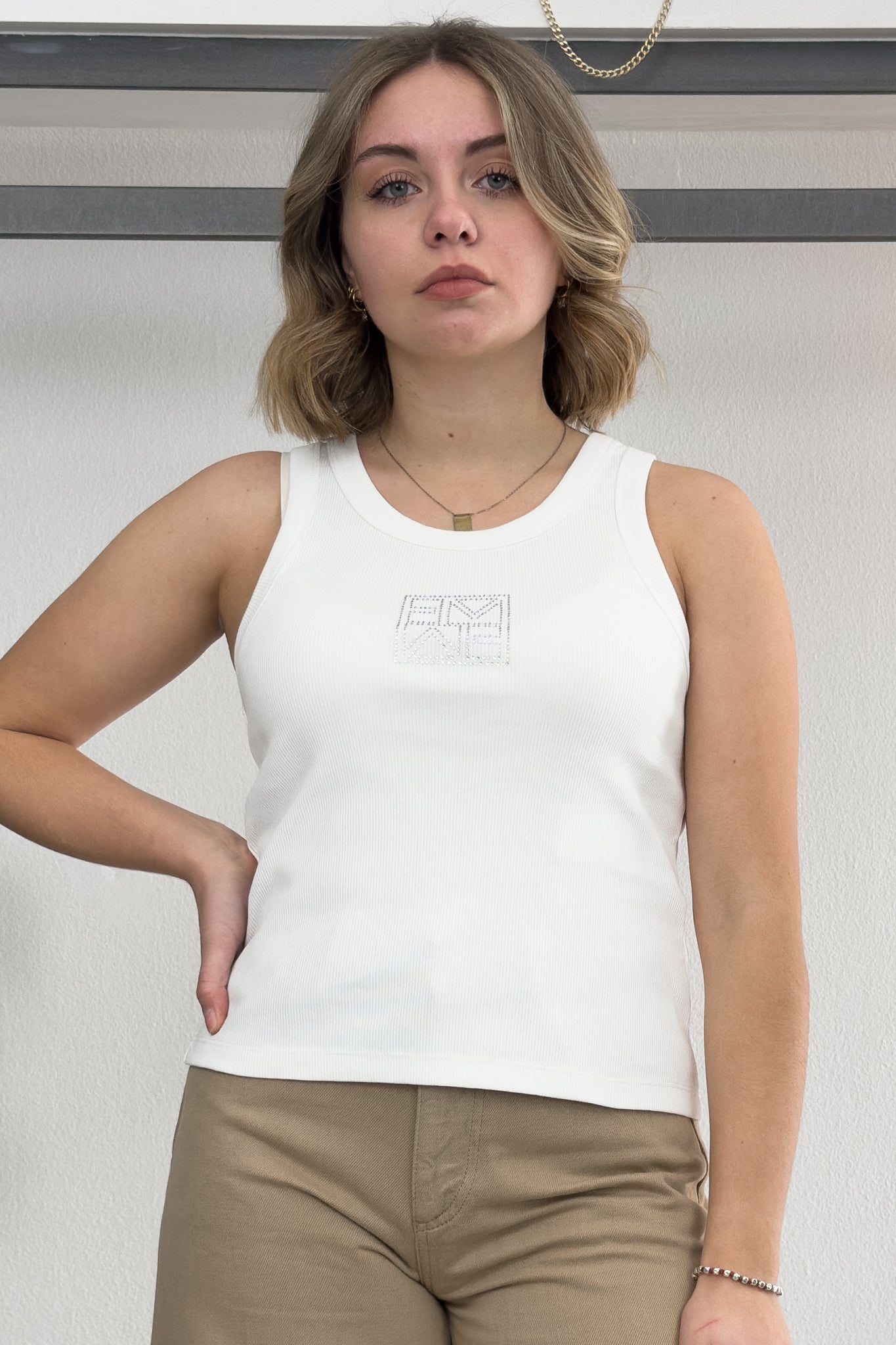 Canotta a costine in cotone stretch EMME