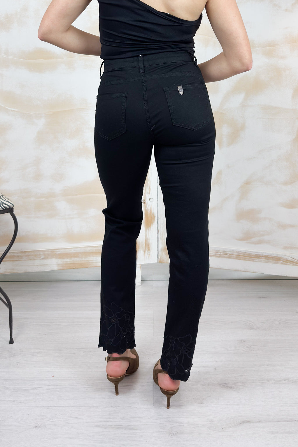 Pantalone skinny con ricamo sangallo LIU JO - Nero