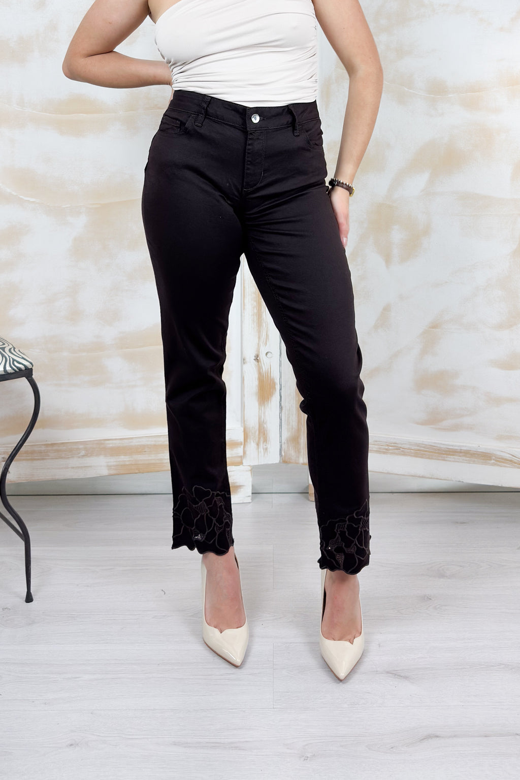 Pantalone skinny con ricamo sangallo LIU JO - Sacher
