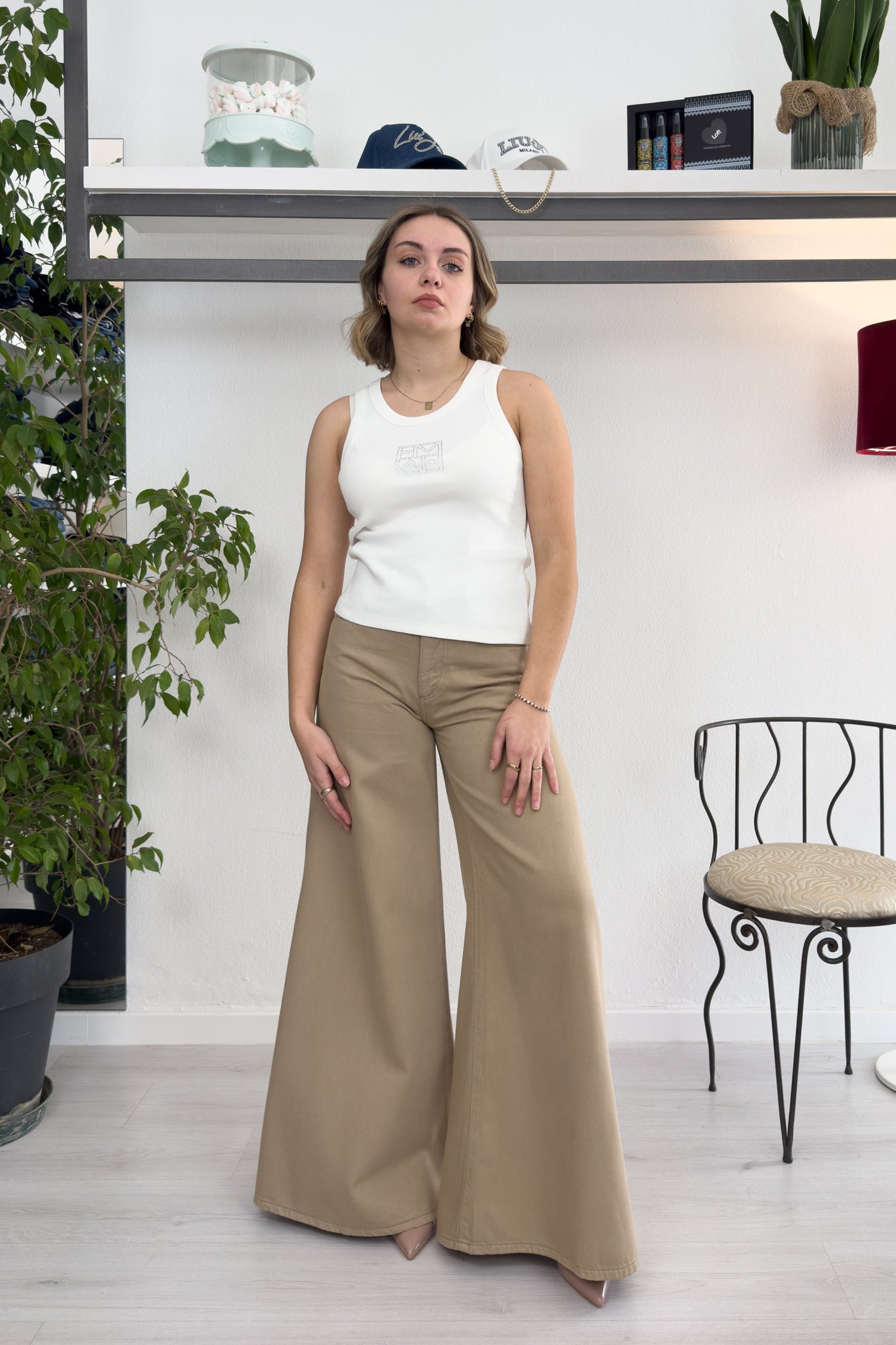 Canotta a costine in cotone stretch EMME