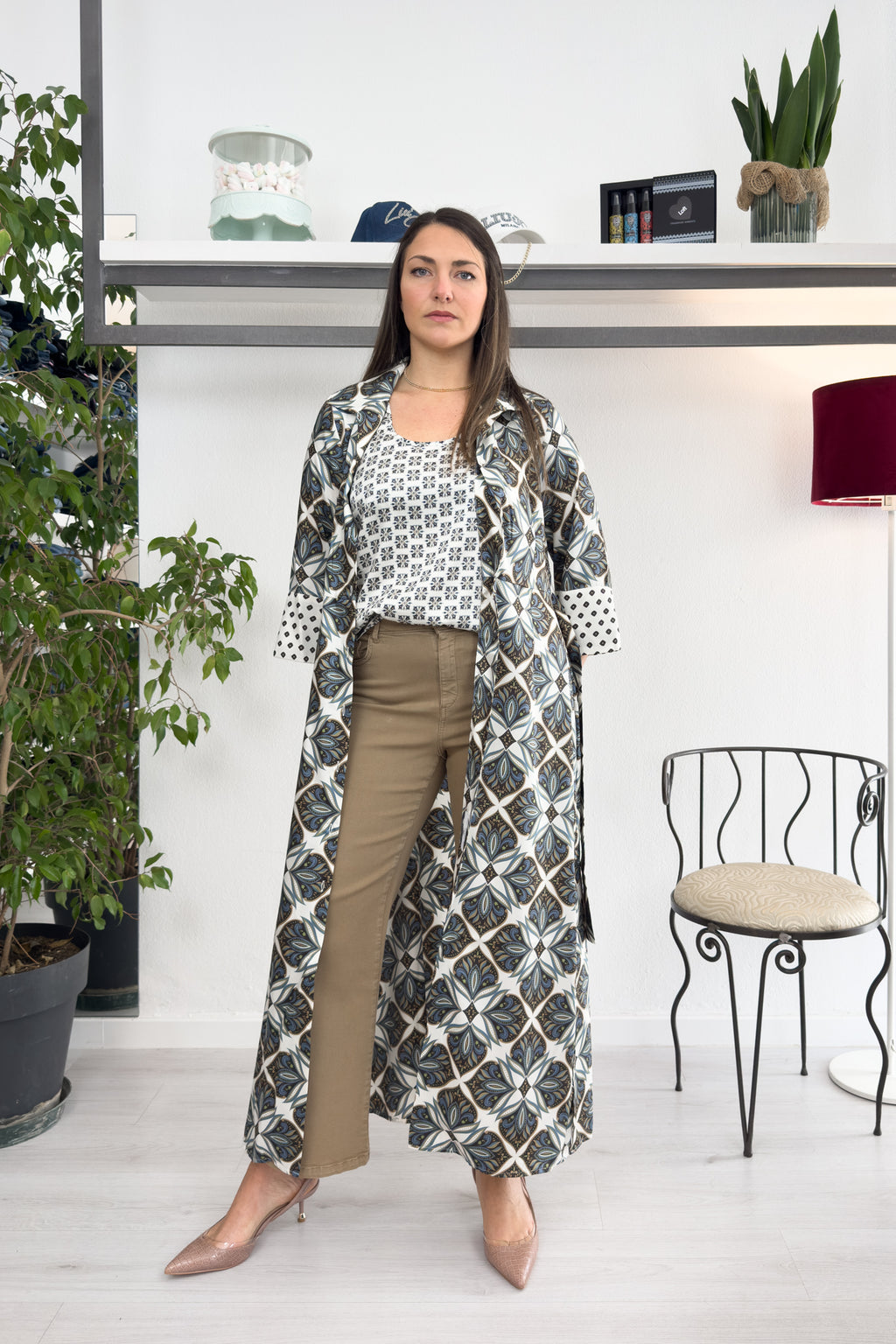 Abito chemisier in twill stampato EMME