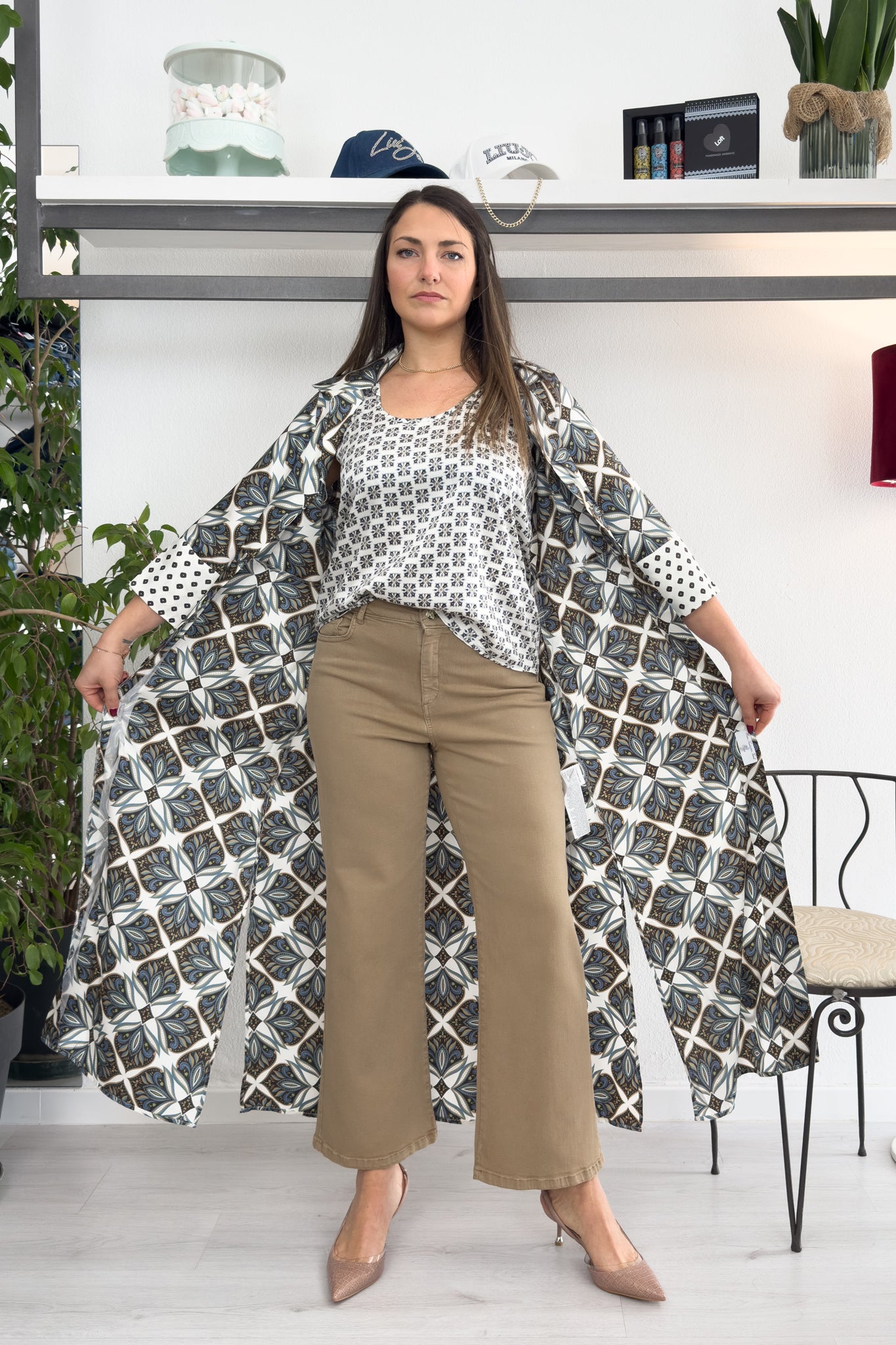 Abito chemisier in twill stampato EMME