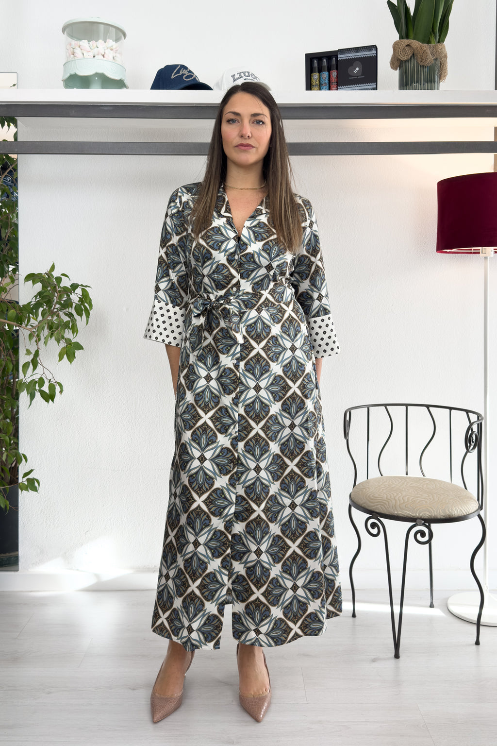 Abito chemisier in twill stampato EMME