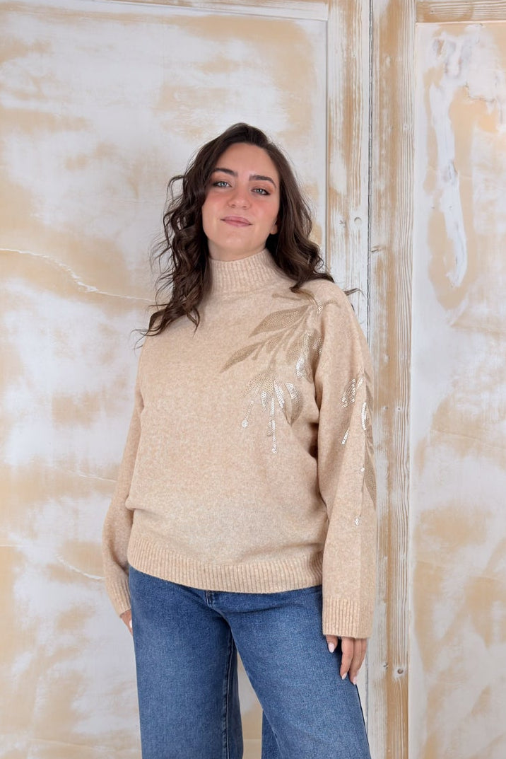 Maglione collo alto con ricamo KAOS