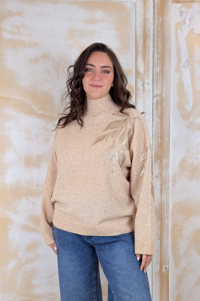 Maglione collo alto con ricamo KAOS