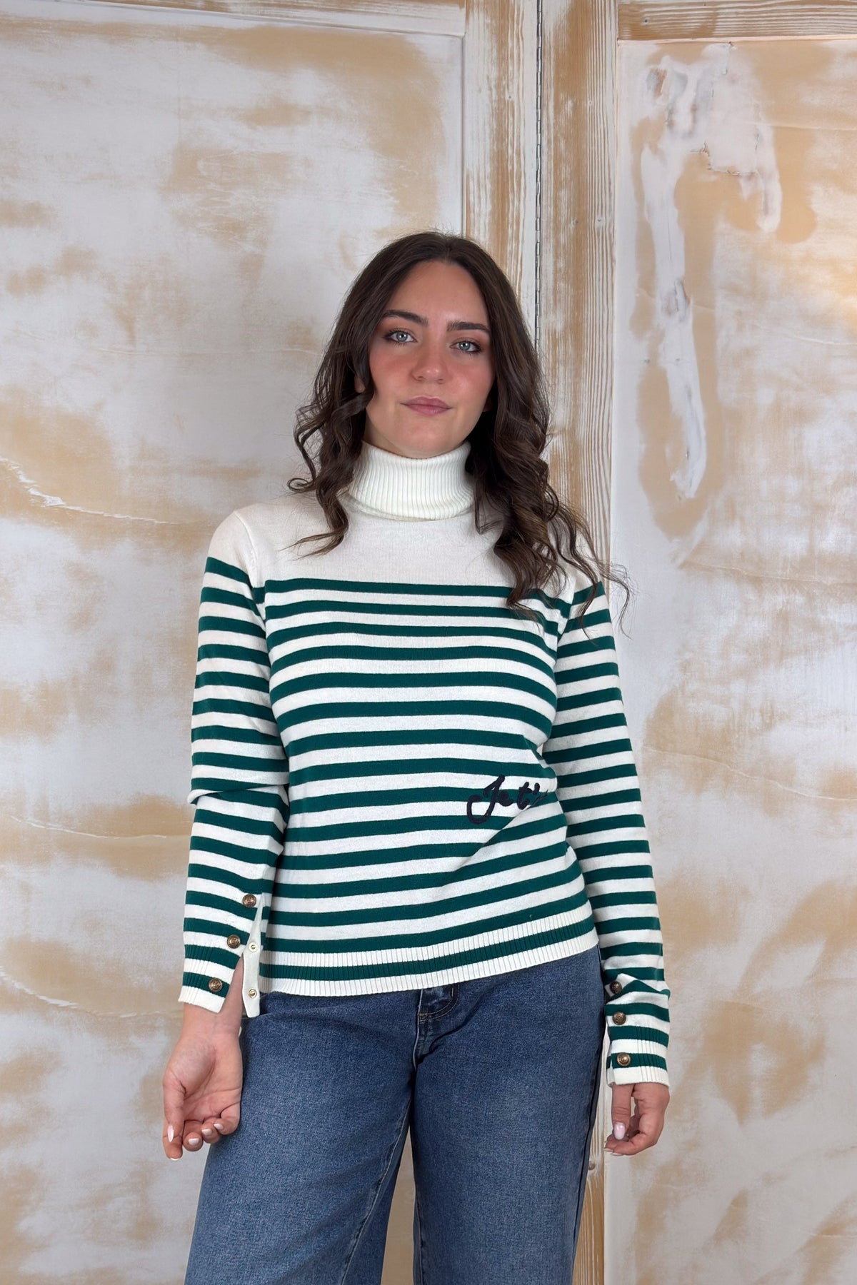 Maglia collo alto in lana con ricamo LIU JO