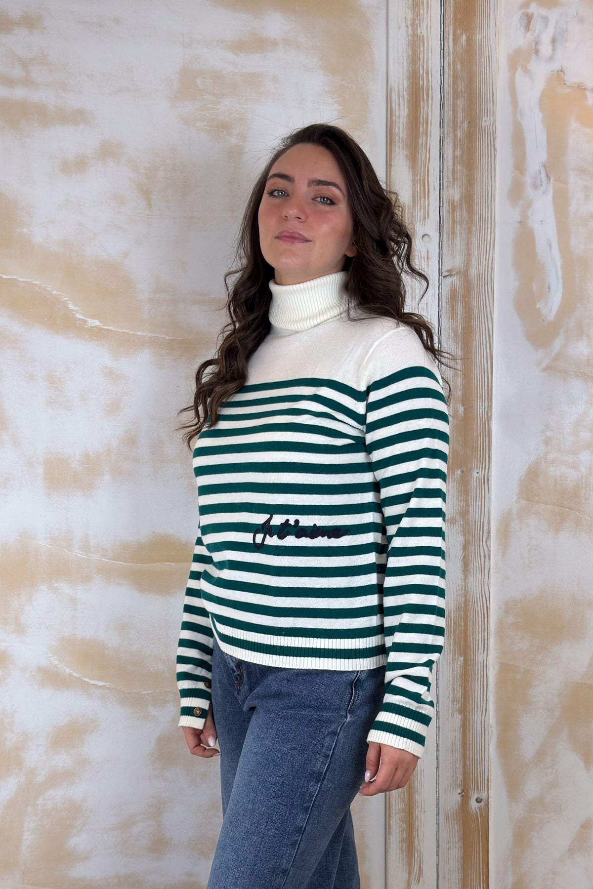 Maglia collo alto in lana con ricamo LIU JO