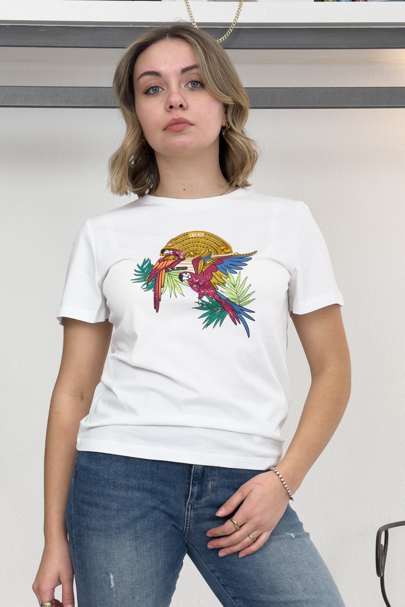T-shirt con stampa e applicazioni LIU JO