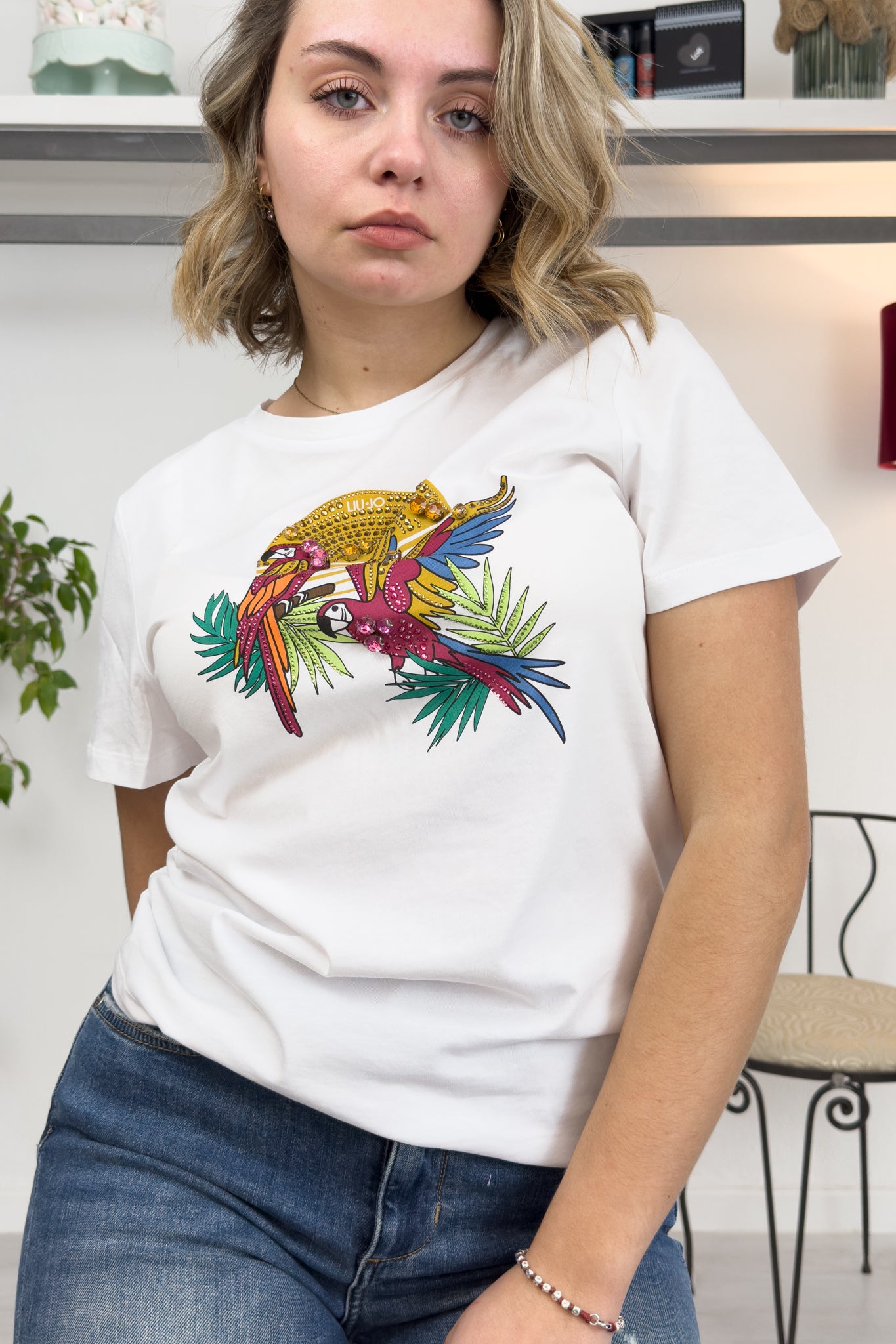 T-shirt con stampa e applicazioni LIU JO