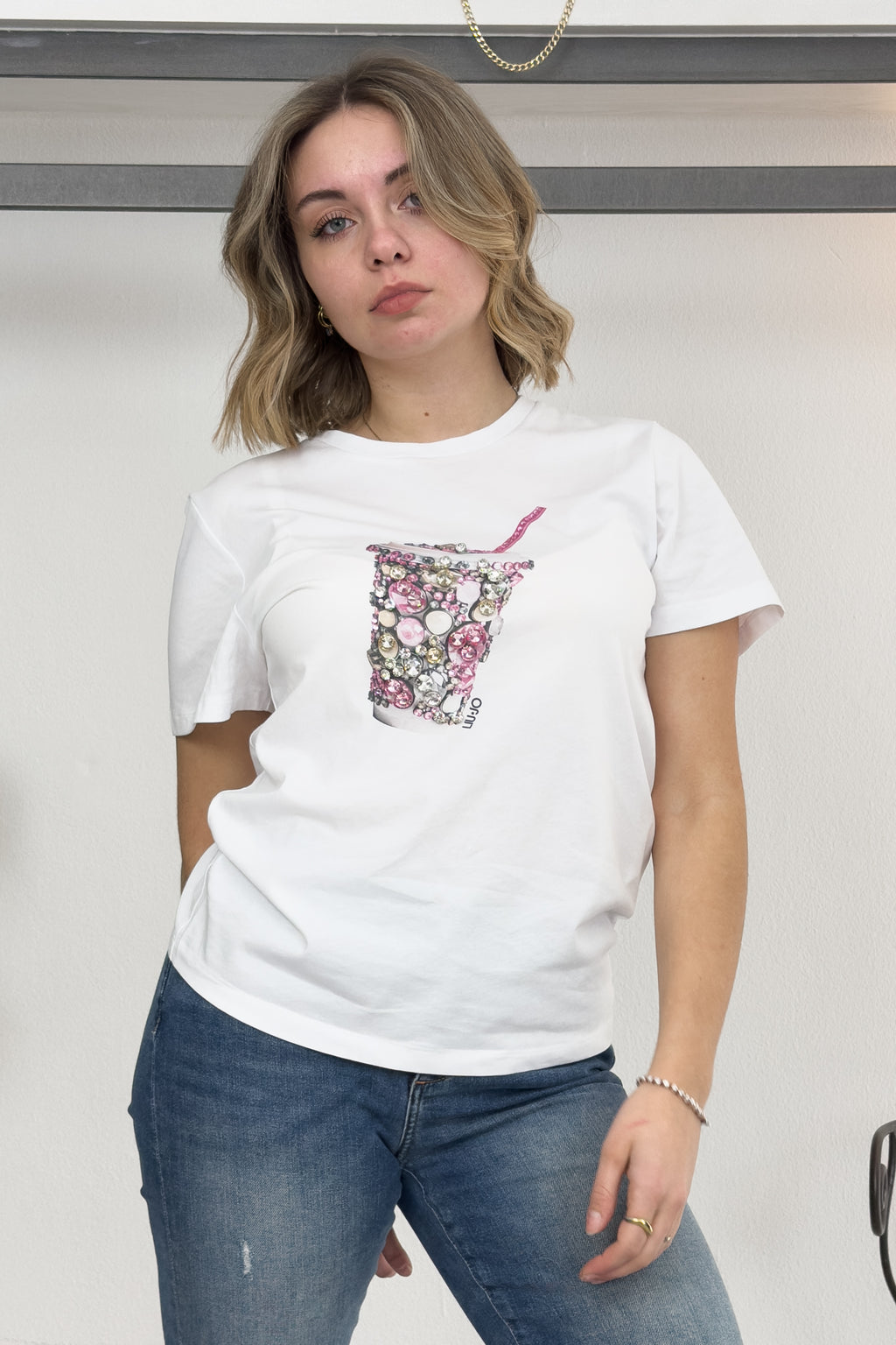 T-shirt con stampa e applicazioni LIU JO