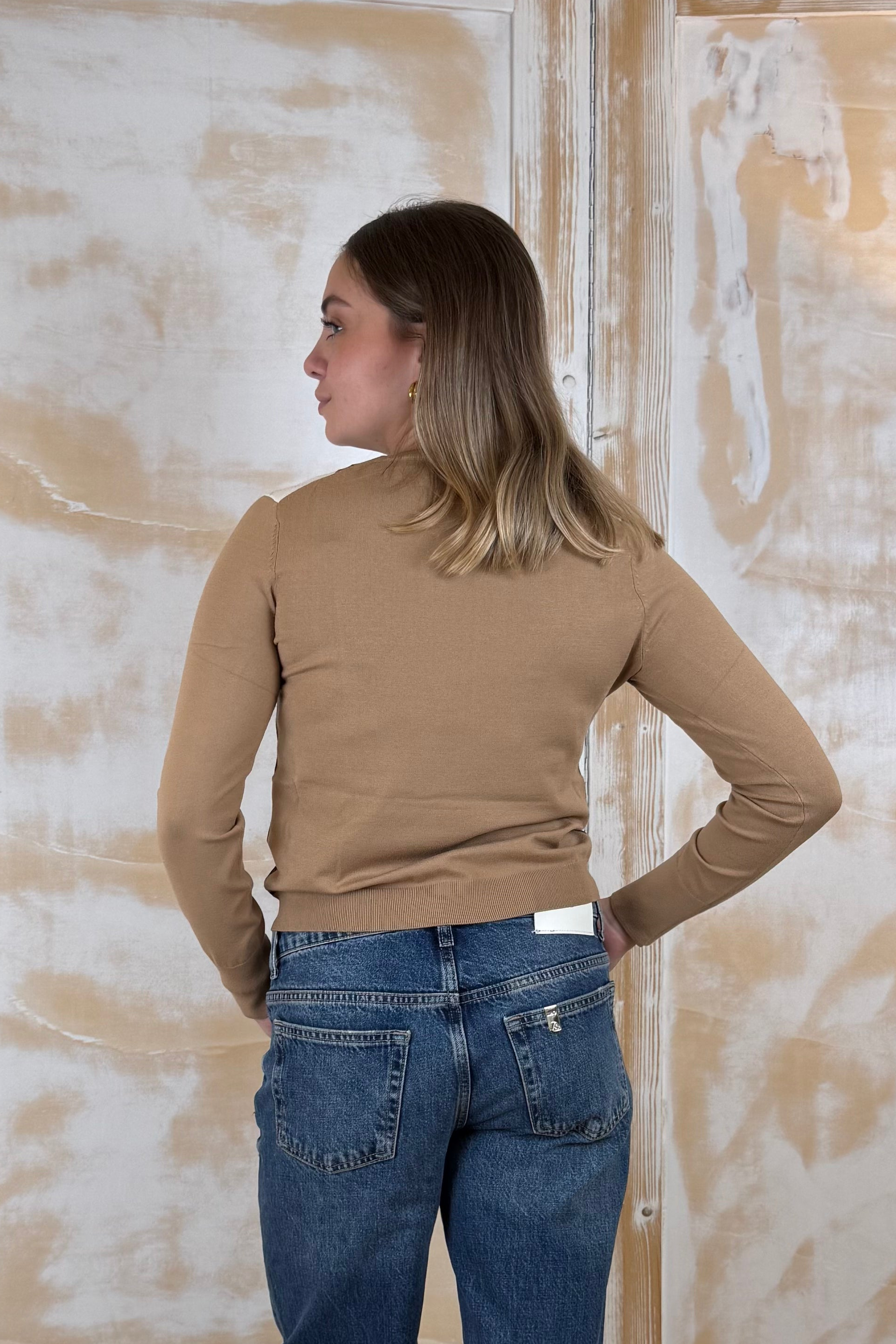 Maglia girocollo con rombi aderente EMME