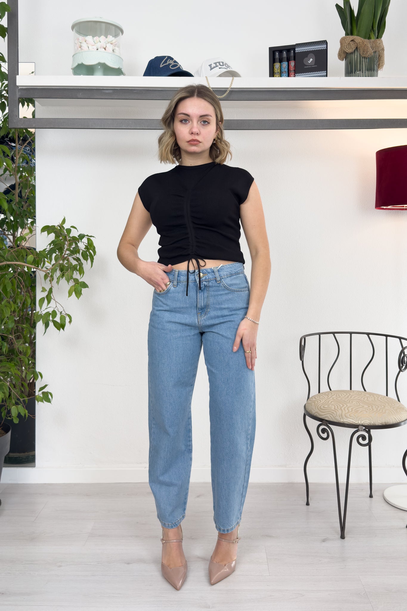 Maglia con arriccio coulisse sul davanti EMME