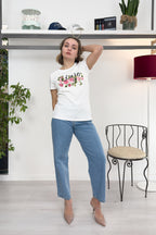 T-shirt con stampa e strass LIU JO
