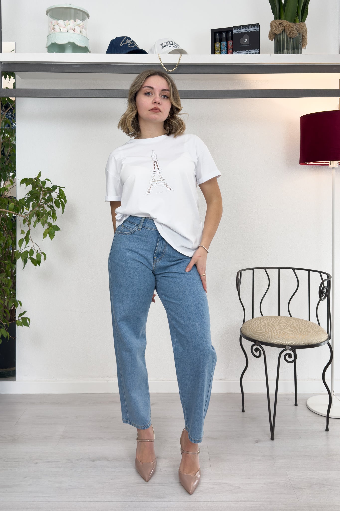 T-shirt con ricamo a jour LIU JO