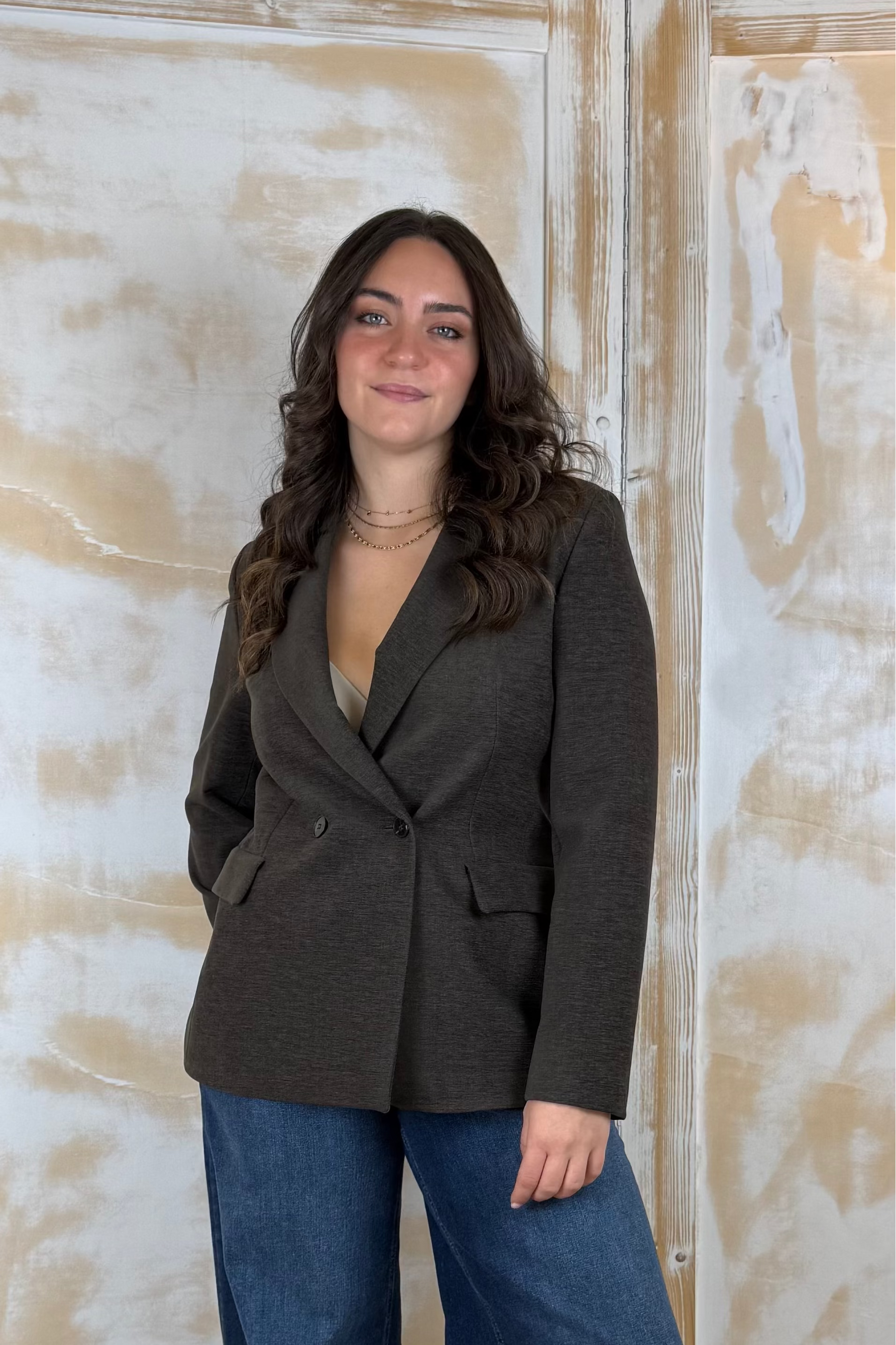Giacca in ciniglia doppio petto stretch EMME