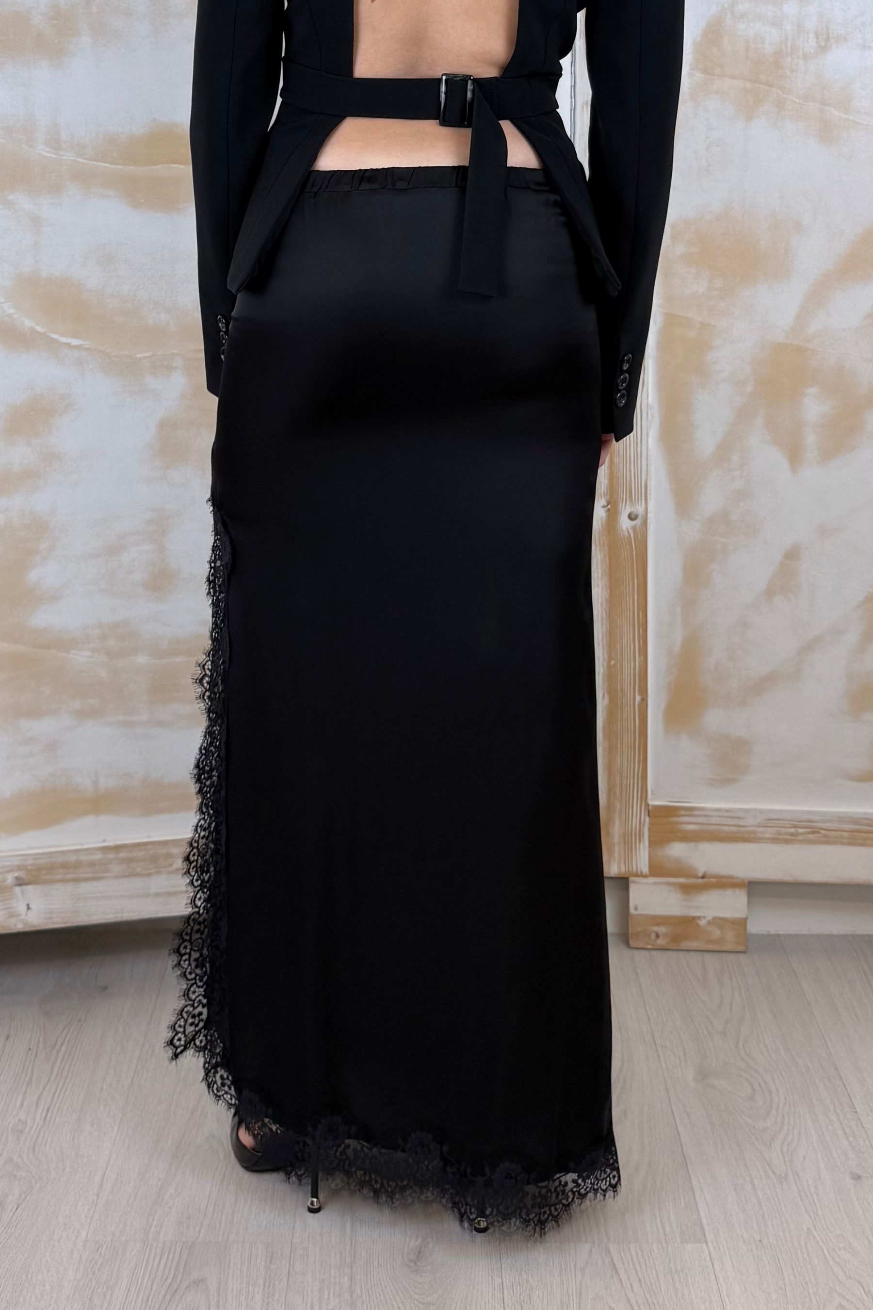 Gonna lunga in satin con pizzo MANILA GRACE